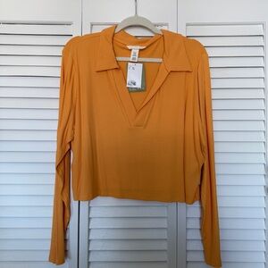 H&M Ribbed Orange Long Sleeve Top